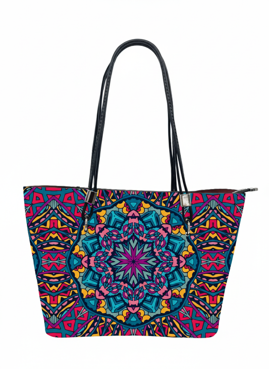 Women's Colorful Mandala Tote Bag | Bohemian Shoulder Bag