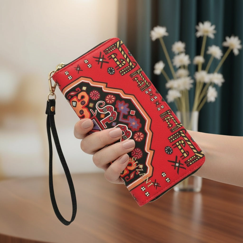 Heritage Crimson Tapestry Compact Wallet