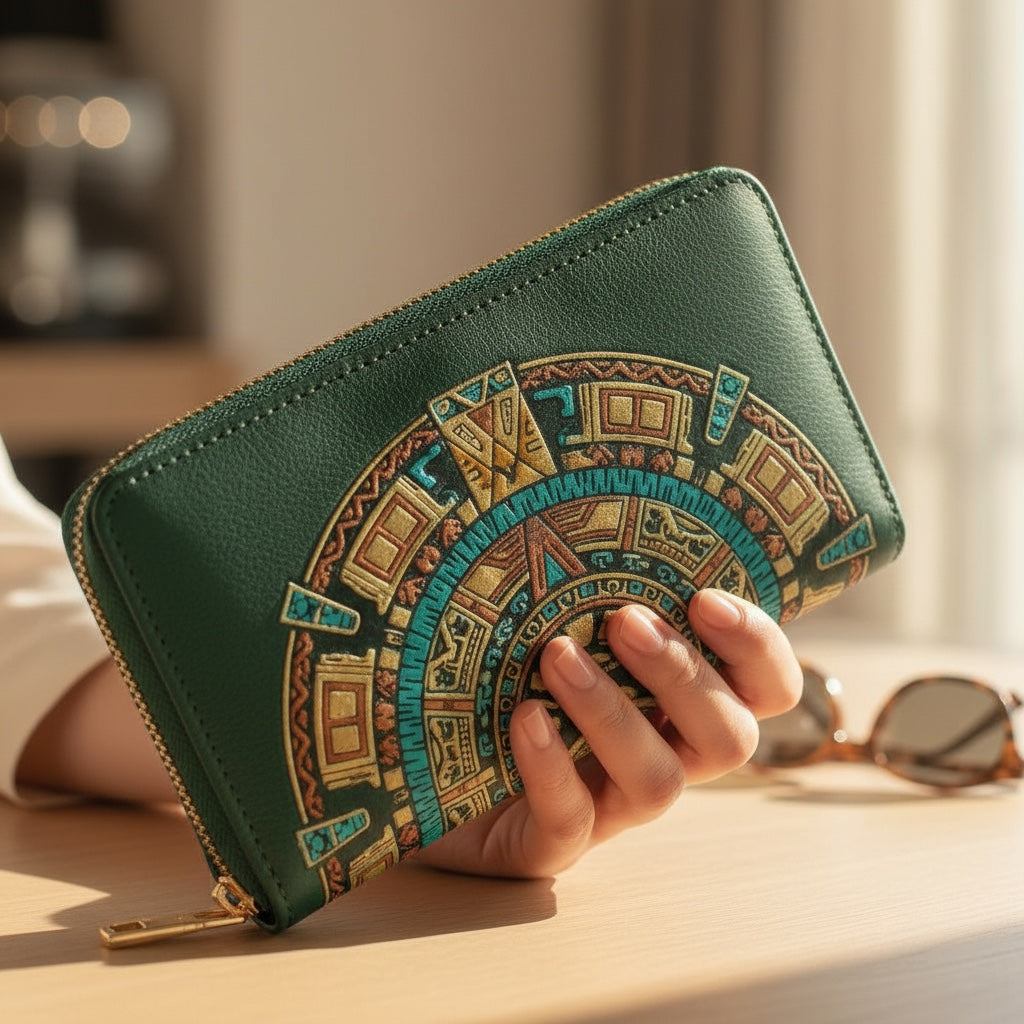 Aztec Sun Stone Compact Wallet