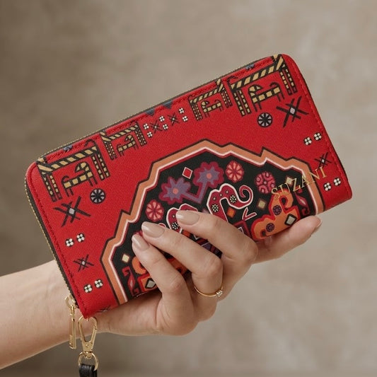 Heritage Crimson Tapestry Compact Wallet