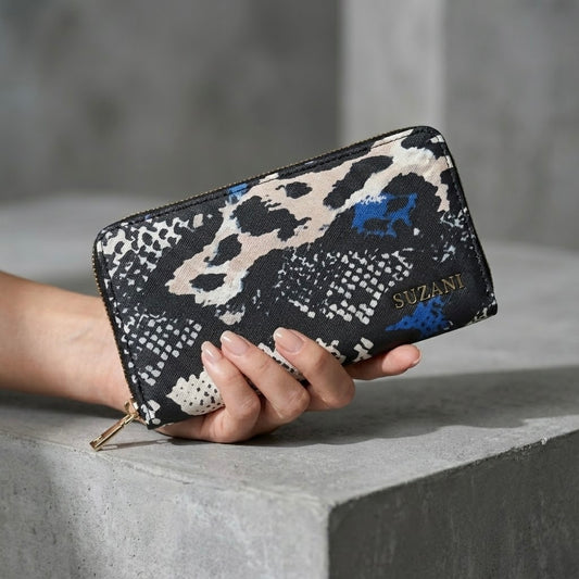 Textured Snakeskin Print Wallet